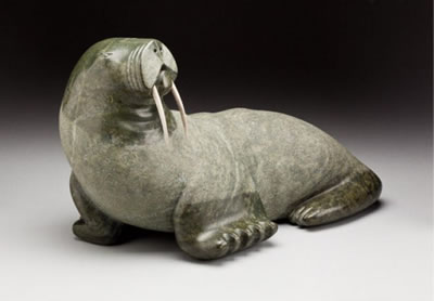 Sample artwork by Nalenik Temela (1939 - 2003), known for stone sculpture, carving of animals, fish, people - View similar artists and auction records