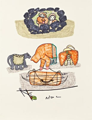 Sample artwork by Pitseolak Ashoona (1904 - 1983), known for inuit culture drawings, graphic design, printmaking - View similar artists and auction records