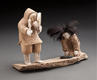 Drum Dancer and Woman with Kudlik, ca. 1990