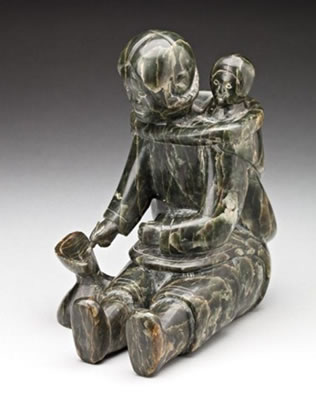 Sample artwork by Mannumi Shaqu (1917 - 2000), known for mixed-media inuit sculpture and carving,  portraits, legends, mammals and birds - View similar artists and auction records