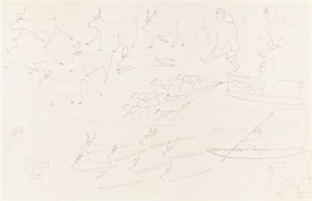 Baker Lake Untitled (Caribou Hunting and Dog Sleddi) by Harold Qarliqsaq - Auction record, sale price, and art valuation. Compare with similar artists and explore comparable artworks.