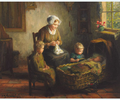 MOTHER AND CHILDREN IN AN INTERIOR by Hendricus Anthonius Dievenbach - Auction record, sale price, and art valuation. Compare with similar artists and explore comparable artworks.