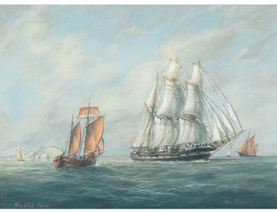 NEEDLES, ISLE OF WIGHT (BARQUE AND FISHING BOATS OFF THE COAST)