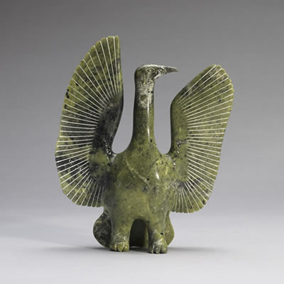 Sample artwork by Abraham Etungat (1911 - 1999), known for inuit art about inuit culture, stone carved birds, animals, figures - View similar artists and auction records