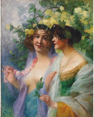 LADIES IN A SPRING GARDEN