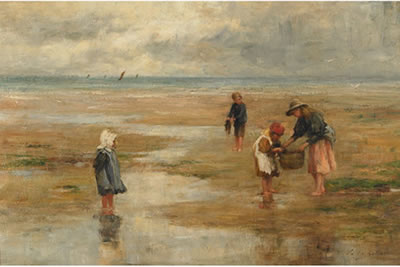 CHILDREN GATHERING KEMP ON A BEACH by Charles Andrew Sellar - Auction record, sale price, and art valuation. Compare with similar artists and explore comparable artworks.