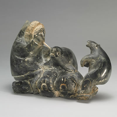 MAN FIGHTING BEAR by Ilkok Oopakak - Auction record, sale price, and art valuation. Compare with similar artists and explore comparable artworks.