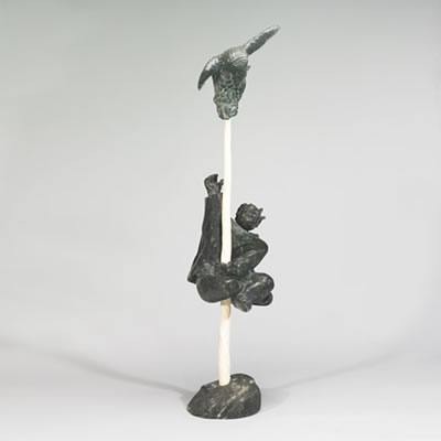 Man and Owl on Tusk
