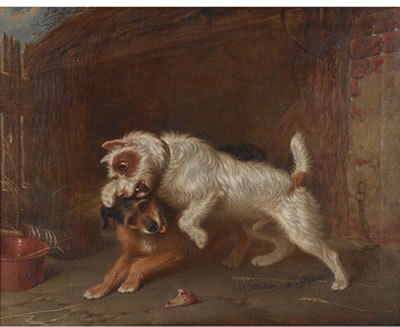TERRIERS CLAIMING A BONE by Martin Theodore Ward - Auction record, sale price, and art valuation. Compare with similar artists and explore comparable artworks.