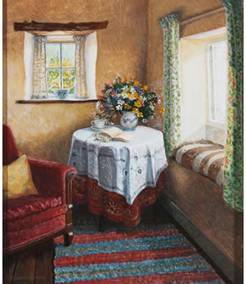 WILD FLOWERS IN THE CORNER OF THE ROOM; REBECCA'S ROOM