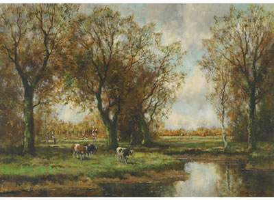 COWS BY STREAM by Willem Hendriks Jr - Auction record, sale price, and art valuation. Compare with similar artists and explore comparable artworks.