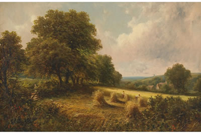 HAYMAKING; SHEPHERD WITH HIS FLOCK (a pair)