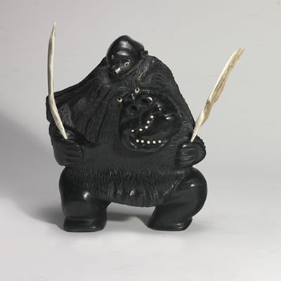 Sample artwork by Uriash Puqiqnak (Born 1946), known for inuit sculpture, carving, teaching, community leader - View similar artists and auction records
