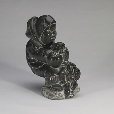 Inukjuak INUIT BOY WITH HIS DOG CAUGHT IN A TRAP
