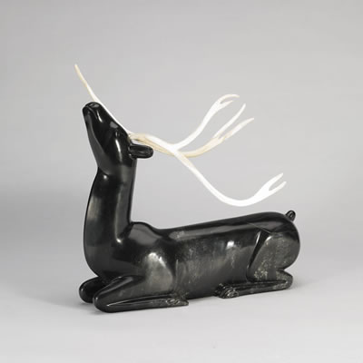 Sample artwork by Lukta Qiatsuk (1928 - 2004), known for inuit sculpture, printmaking, graphics, drawing, figures, wildlife, hunting genre - View similar artists and auction records
