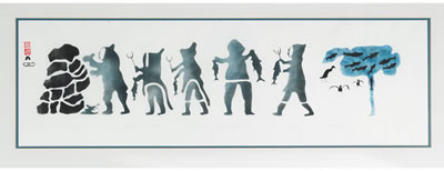 ESKIMO FAMILY CACHING FISH by Kiakshuk - Auction record, sale price, and art valuation. Compare with similar artists and explore comparable artworks.
