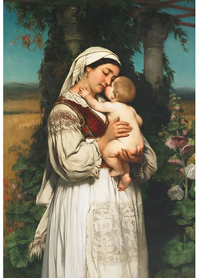 MADONNA OF THE BLACK MOUNTAIN (A MOTHER CRADLING HER BABY IN A GARDEN ARBOUR WITH HOLLYHOCKS) by Jaroslav Cermak - Auction record, sale price, and art valuation. Compare with similar artists and explore comparable artworks.