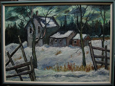 Sample artwork by Ross Robertshaw (1919 - 1986), known for back yard scenes, rural landscapes, and portrait painting - View similar artists and auction records