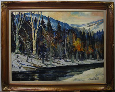 WINTER RIVERSCAPE by Romeo Vincelette - Auction record, sale price, and art valuation. Compare with similar artists and explore comparable artworks.