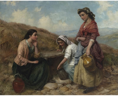 GOSSIP AT THE SPRING by Edward John Cobbett - Auction record, sale price, and art valuation. Compare with similar artists and explore comparable artworks.