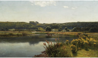 LANDSCAPE WITH CATTLE AND POND by Parker Hagarty - Auction record, sale price, and art valuation. Compare with similar artists and explore comparable artworks.