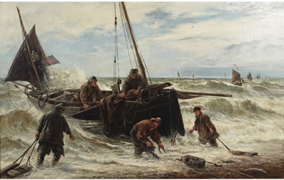 THE FISHING FLEET by William Henry Borrow - Auction record, sale price, and art valuation. Compare with similar artists and explore comparable artworks.