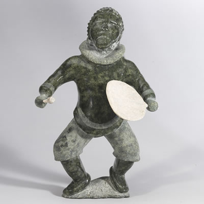 DRUM DANCER by Manasee Maniapik - Auction record, sale price, and art valuation. Compare with similar artists and explore comparable artworks.