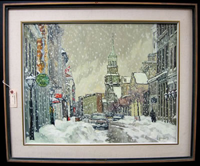 "LA RUE ST. PAUL SOUS LA NEIGE" MONTREAL, QUEBEC by Michel Lapensee - Auction record, sale price, and art valuation. Compare with similar artists and explore comparable artworks.