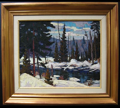 LITTLE MADAWASKA RIVER (ALGONQUIN PARK - MARCH) by William Parsons - Auction record, sale price, and art valuation. Compare with similar artists and explore comparable artworks.