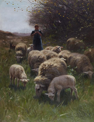 SHEPHERDESS AND SHEEP