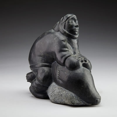 HUNTER GUTTING A SEAL by Thomassie Echaluk - Auction record, sale price, and art valuation. Compare with similar artists and explore comparable artworks.