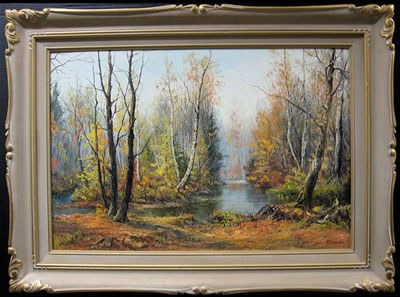 WOODLAND RIVER SCENE by Matthew Kousal - Auction record, sale price, and art valuation. Compare with similar artists and explore comparable artworks.