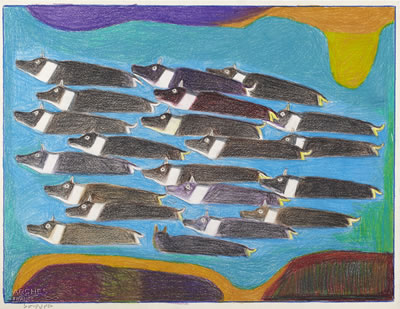 UNTITLED (CARIBOU CROSSING THE RIVER)