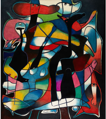 UNTITLED (ABSTRACT STAIN GLASS WINDOW) by Julian Morales - Auction record, sale price, and art valuation. Compare with similar artists and explore comparable artworks.