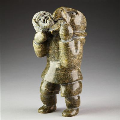 Sample artwork by Napachie Ashoona (Born 1974), known for inuit sculpture - View similar artists and auction records