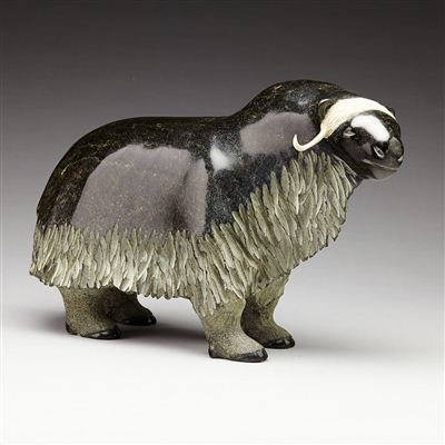 MUSK OX by Nuyaliaq Qimirpik - Auction record, sale price, and art valuation. Compare with similar artists and explore comparable artworks.