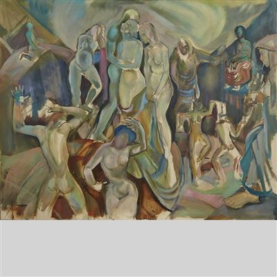 Sample artwork by Jack Nichols (1921 - 2009), known for portrait, figure and animal painting, war artist - View similar artists and auction records
