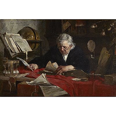 NOTARY AT WORK by Gustav Majer - Auction record, sale price, and art valuation. Compare with similar artists and explore comparable artworks.