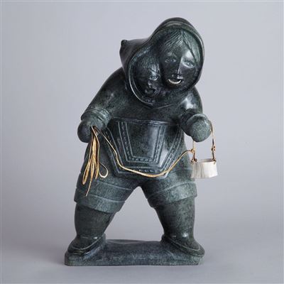 WOMAN WITH PAIL AND CHILD IN AMAUT