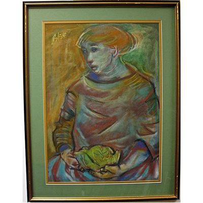 WOMAN HOLDING A CABBAGE