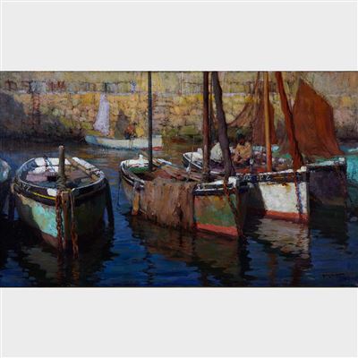 Sample artwork by Harry Britton (1878 - 1958), known for marine, landscape, figure, and portrait painting, teaching - View similar artists and auction records