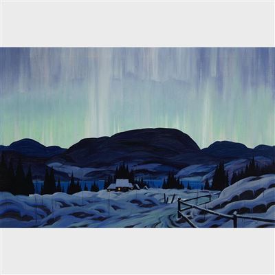 NORTHERN LIGHTS (CHALET AT DUSK, WINTER) by Graham Noble Norwell - Auction record, sale price, and art valuation. Compare with similar artists and explore comparable artworks.