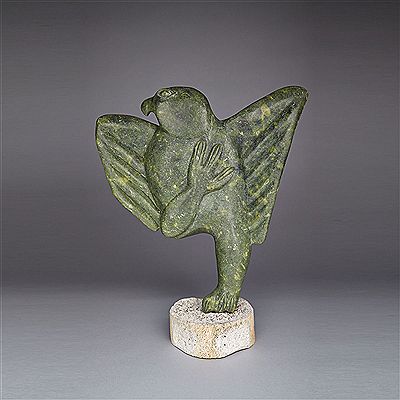 E7-1154, CAPE DORSET HAWK ON ONE LEG by Osuitok Ipeelee - Auction record, sale price, and art valuation. Compare with similar artists and explore comparable artworks.