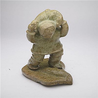 HUNTER HAULING SEAL ON BASE by Temela Oopik - Auction record, sale price, and art valuation. Compare with similar artists and explore comparable artworks.