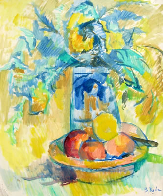 Fruit & Vase of Flowers