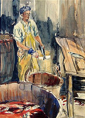Splitting Fish by Ruth Salter Wainwright - Auction record, sale price, and art valuation. Compare with similar artists and explore comparable artworks.