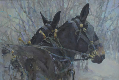 Sample artwork by Valerie Hinz (Born 1956), known for horse, equestrian, livestock, wildlife, animal, landscape, cowboy paintings - View similar artists and auction records