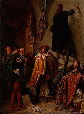 Maximilian I. hält Dürer die Leiter