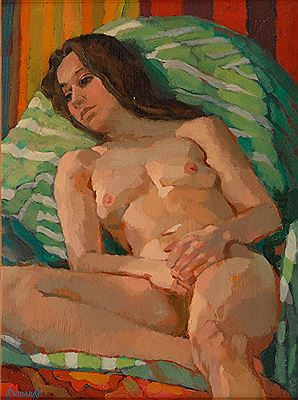 Sample artwork by Ken Symonds (1927 - 2010), known for landscape and nude painting - View similar artists and auction records