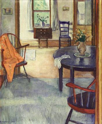 Interior Scene with Still Life of Flowers
